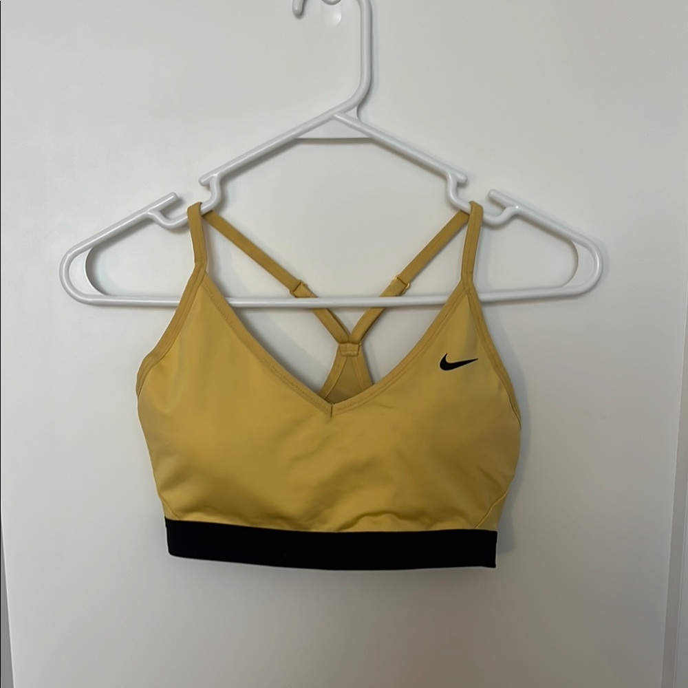Nike Yellow and Black Sports Bra with X-Back Straps